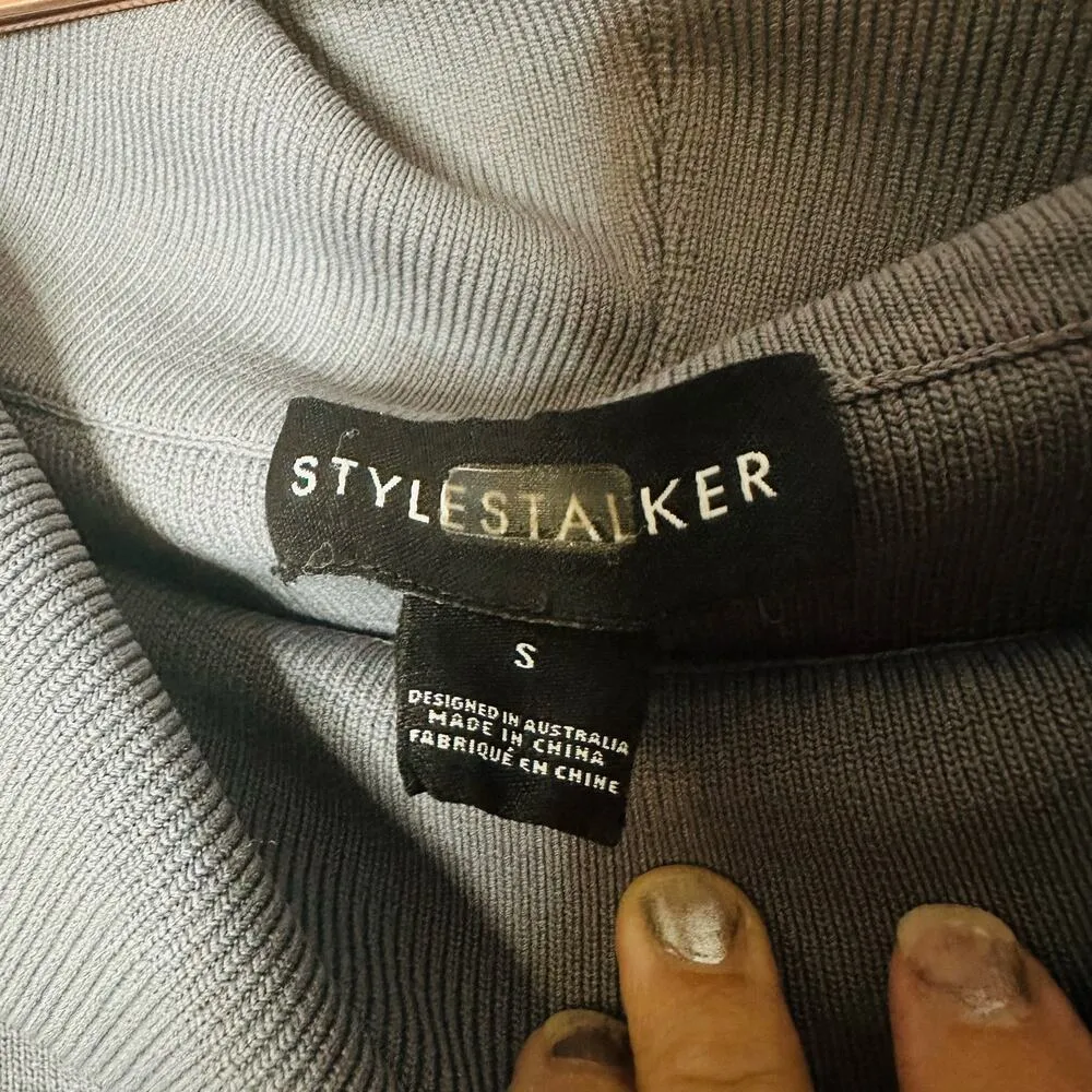 STYLESTALKER Grey Cowl Oversized Long Sleeve Short Mini Sweater Dress Size Small - Image 7