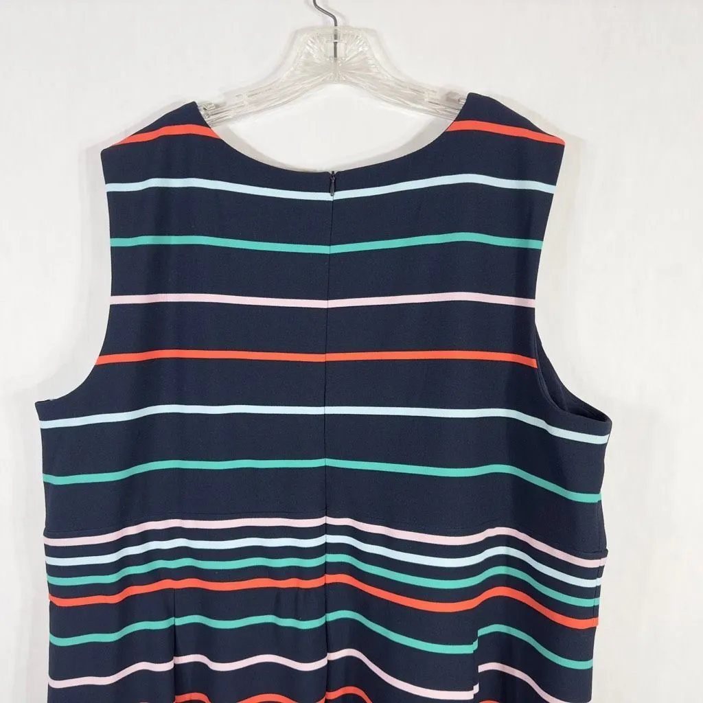 Sandra Darren Plus Size 24W Dress A Line Navy Blue Striped Sleeveless‎ Knee 209 - Image 5