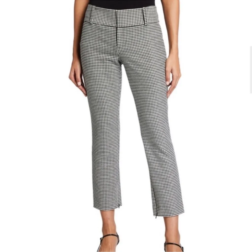 Sz 2 Alice & Olivia Zipper Ankle Pants Black White Houndstooth NWOT $295 MSRP - Image 3