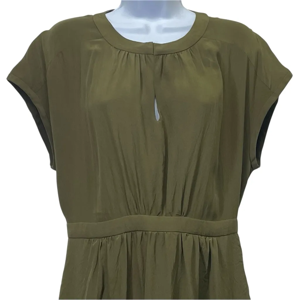 Madewell Olive Green 100% Silk Moonset Dress Style #B1408 Size 6 - Image 5