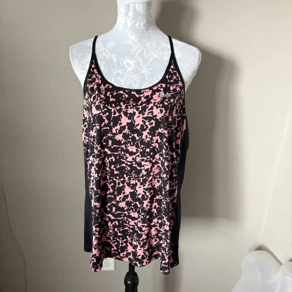 Nike Tank Top Womens Athletic Racerback Pink Black Lightweight Running 1X - Image 2
