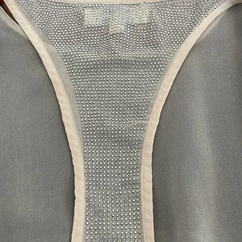 Umgee Black Flowy Sequin Sheer Backless Top Whimsygoth Indie Sleaze Boho - Image 5