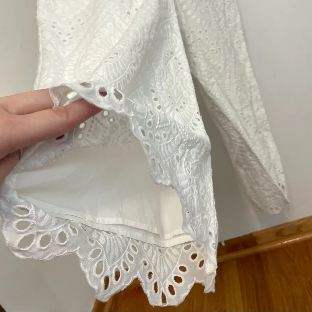 NEW NWT TRINA TRINA TURK Scallop Hem Eyelet Cropped Jumpsuit Cream Ivory ?? Boho - Image 10