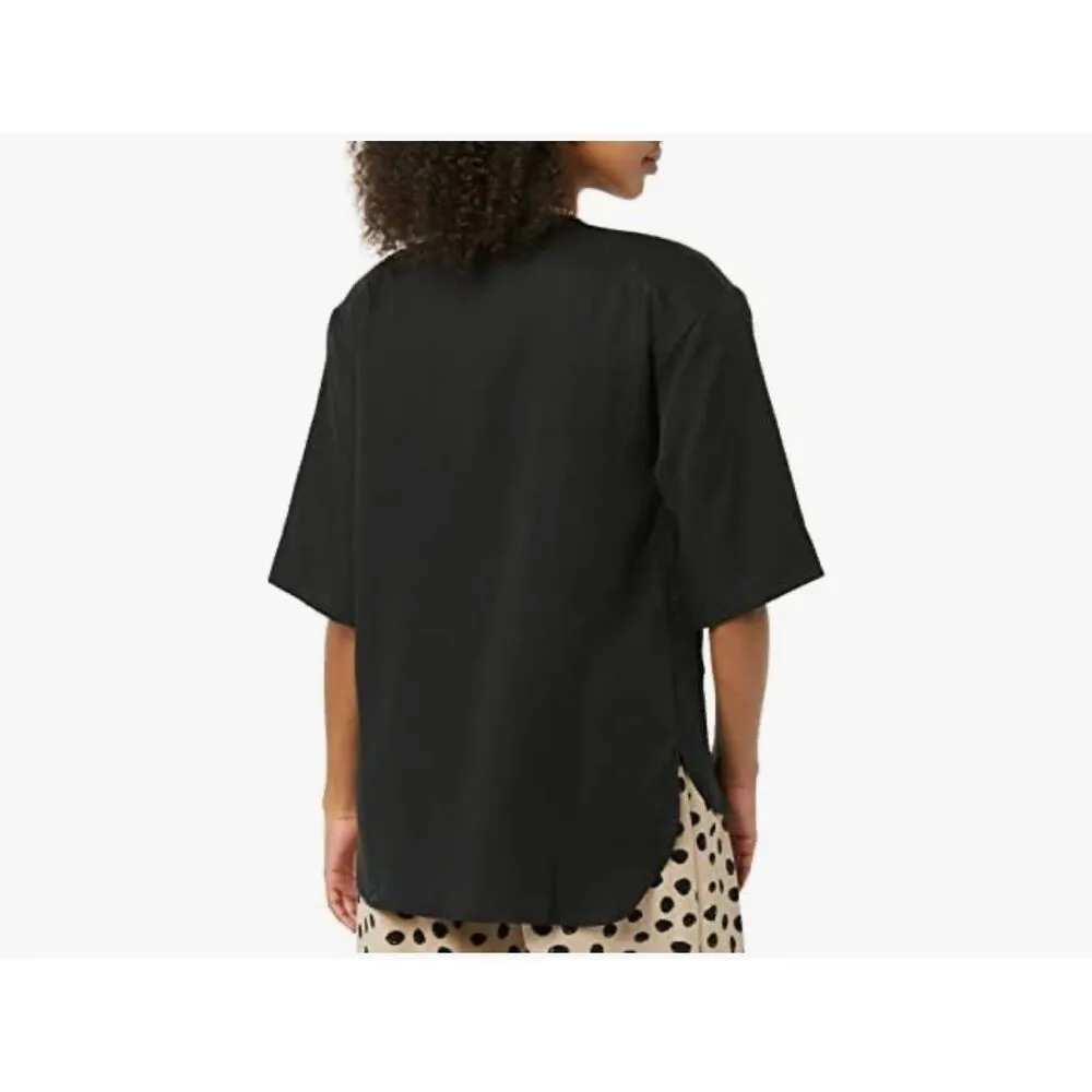 NEW TEREA Women's Brooke Double Breasted Blouse M Black Size M - Image 2