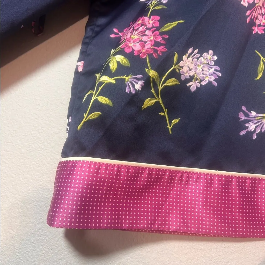 Lauren Ralph Lauren Floral Robe Kimono Navy Blue Floral Pink Size Large No Belt - Image 4