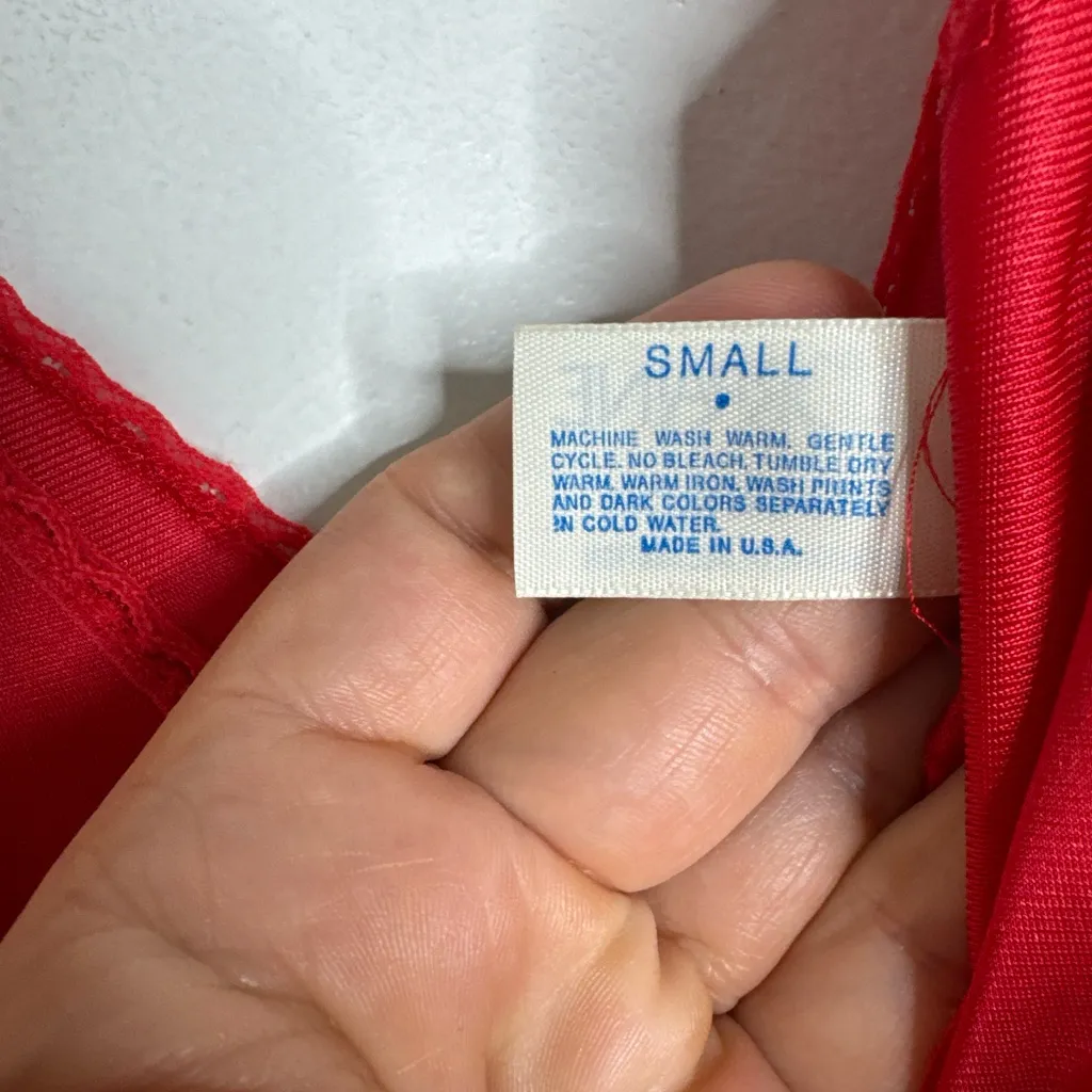 vintage lorraine nightgown Red Slip Nylon Small‎ Dress CP0758 - Image 4