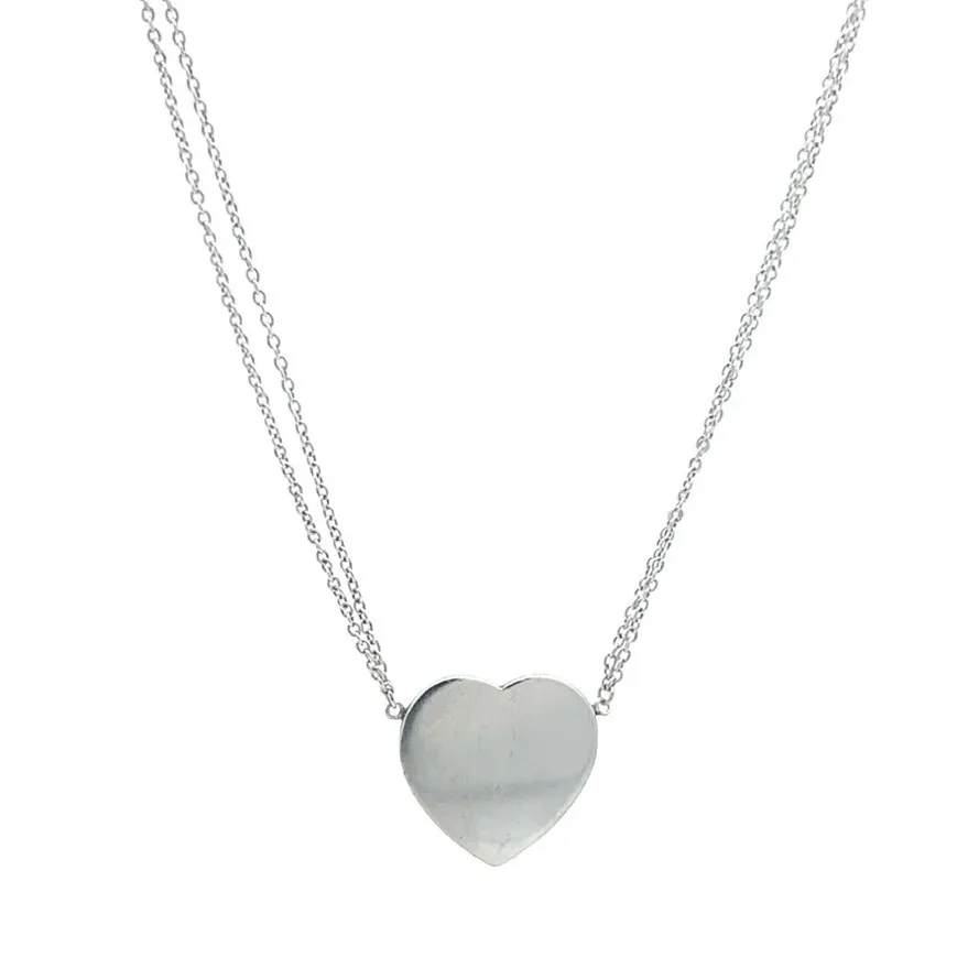 Vintage Tiffany & Co. Return to Tiffany Heart Tag Double Chain Pendant Necklace - Image 3