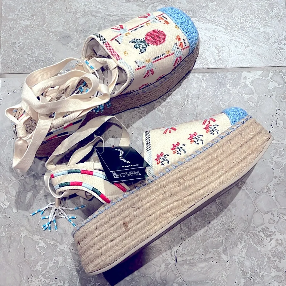 FARM Rio Paradise Bead Embellished Espadrille Platform Shoes Size 11 NWT+DustBag - Image 8