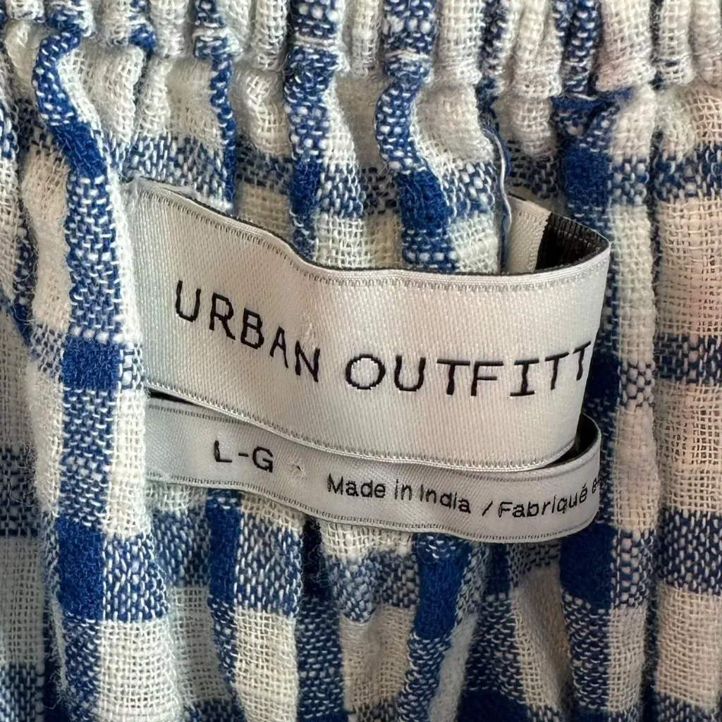 Urban Outfitters Blue Gingham Smocked Puff Sleeve Mini Dress Size Large Milkmaid - Image 6