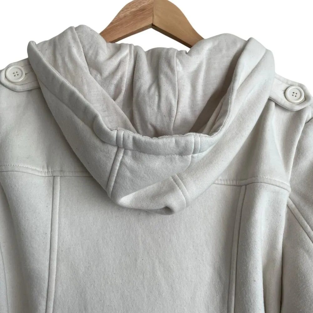 Vintage Jones New York Women Hooded Jacket XL Cream Belted Warm Cozy Button Coat - Image 7