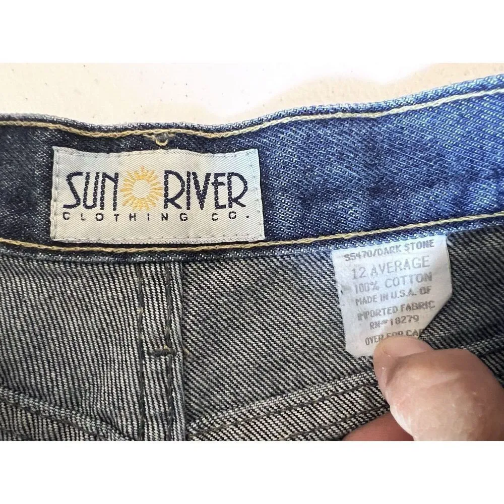 Vintage Sun River Mom Jeans‎ Womens 12 Regular Faded Dark Stone Y2K Made USA Blue - Image 9