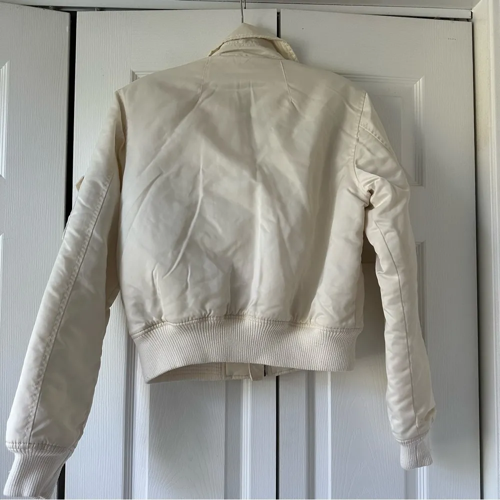 Vintage Guess Jeans Off White Bomber Jacket - Image 6
