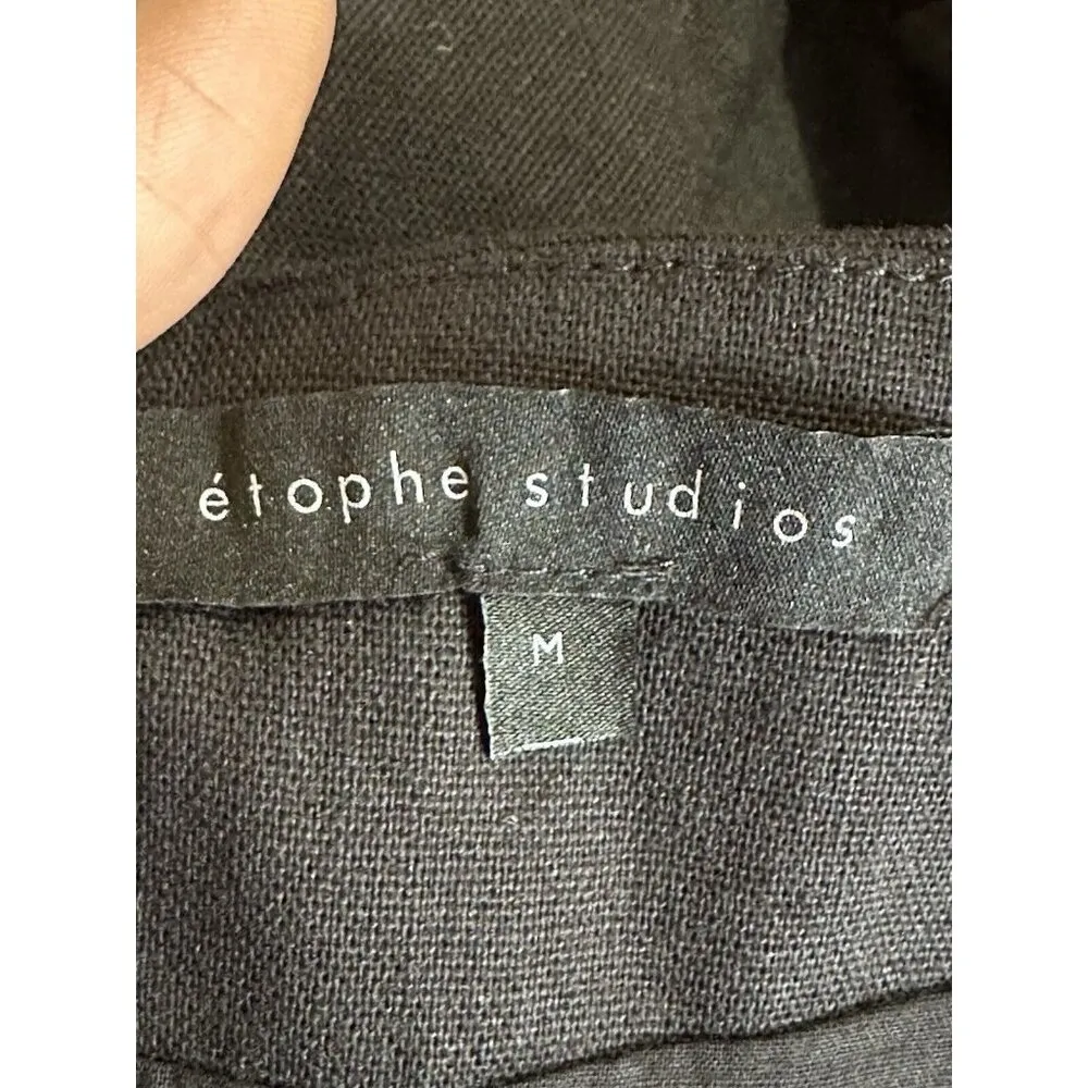 Etophe Studios Linen Cotton Blend Ruffle Mini Skirt Lined Black Size M NWT - Image 5