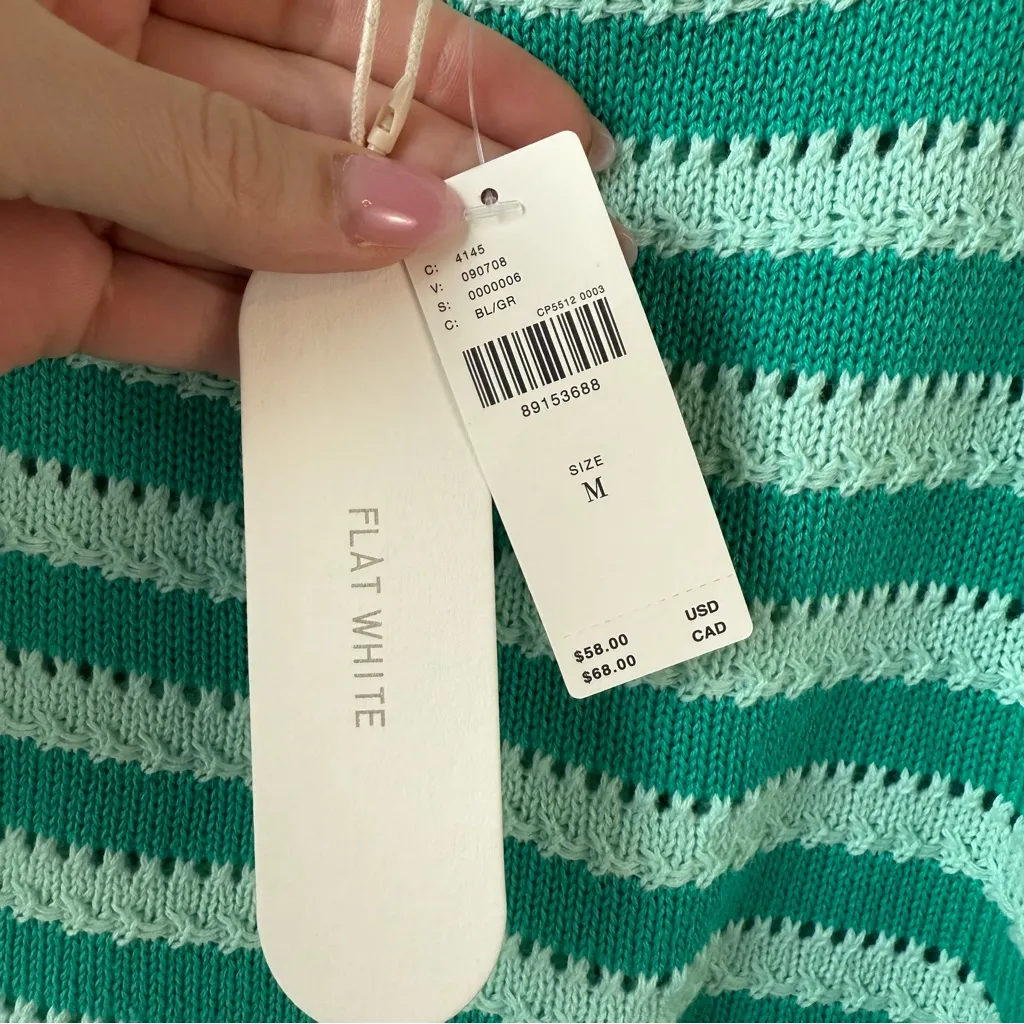 Anthropologie Flat White Knit Crop Tank Top Green M - Image 5