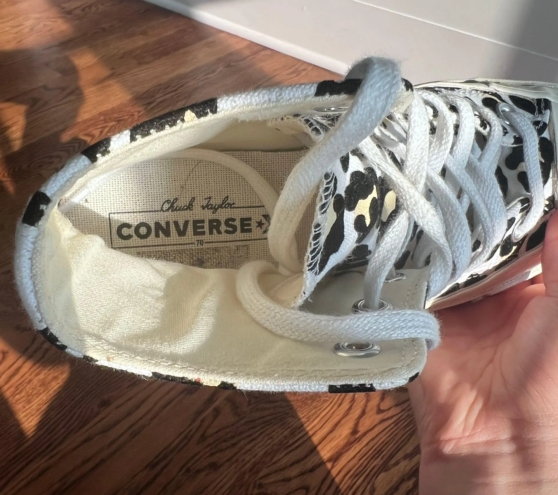 Converse Chuck 70’ Hi Flocked Leopard Print Sneakers - Image 4