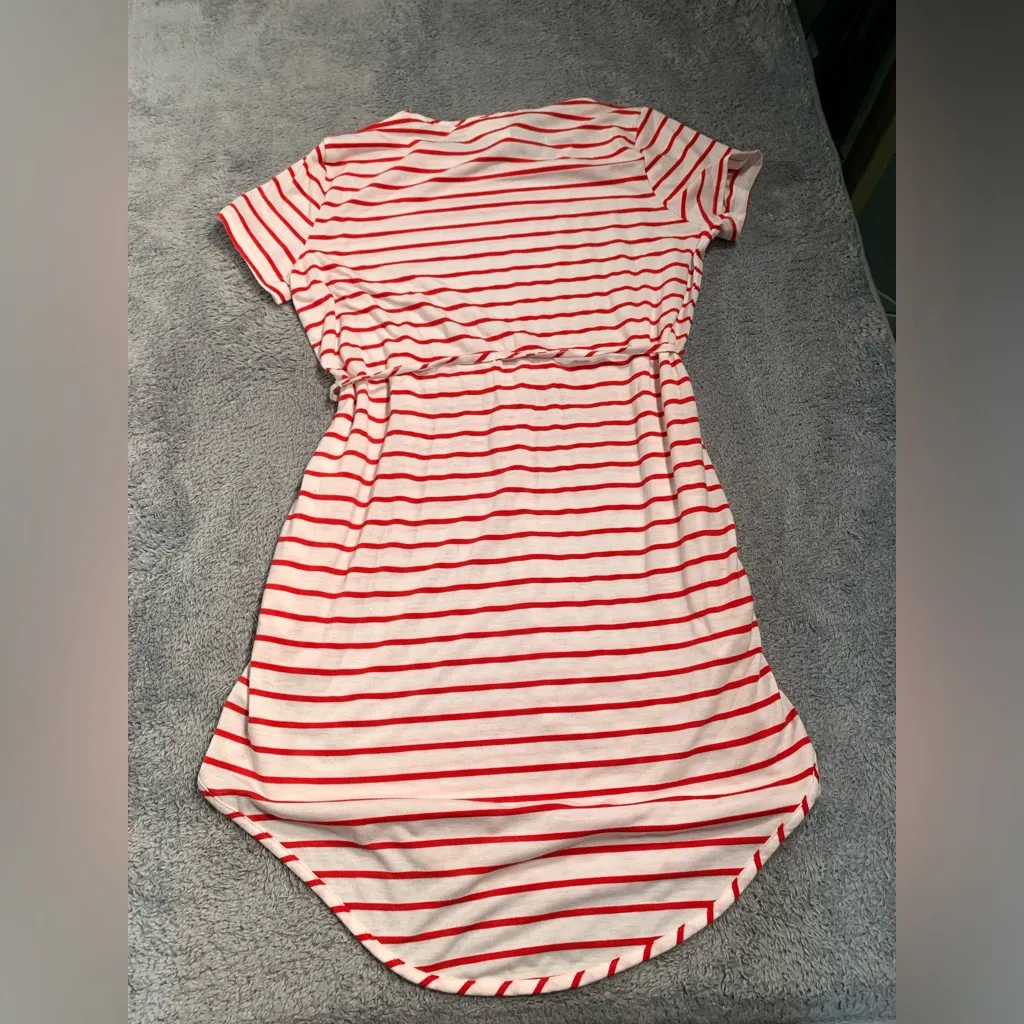 Anthropologie lili’s closet Red and White Striped Dress medium - Image 8