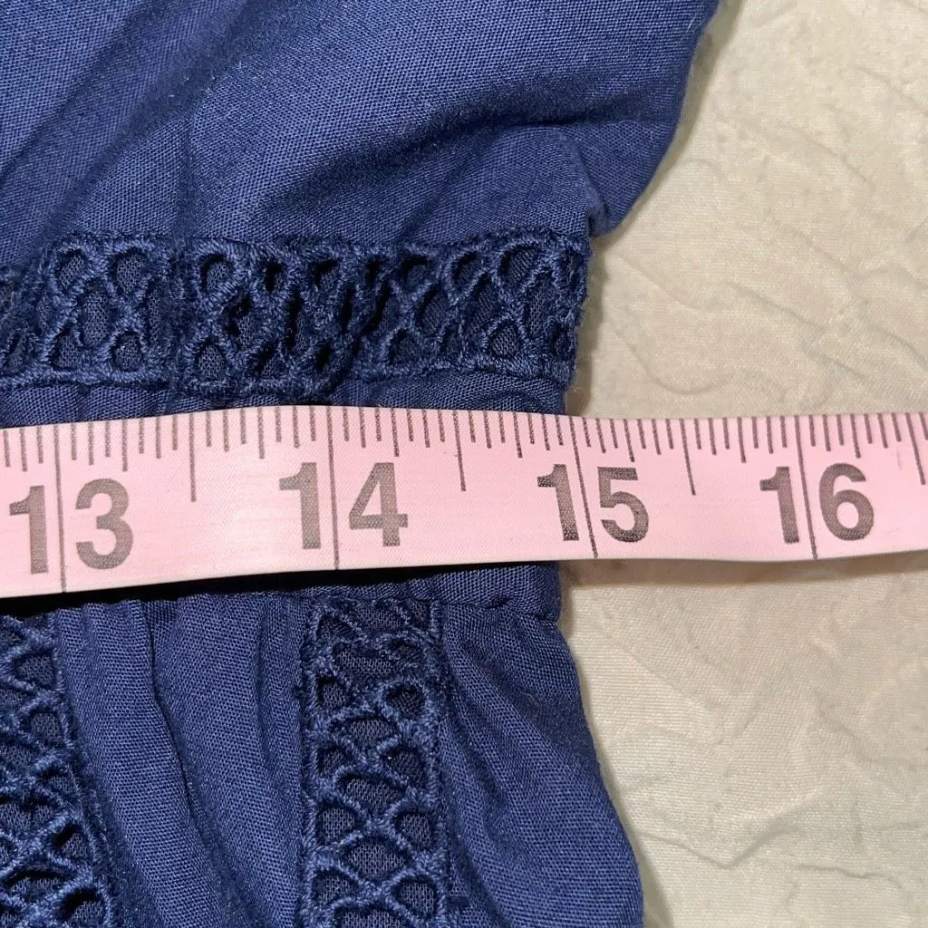 Sail to Sable Womens Short Sleeve Tiered Tassel Tie Mini Dress Navy Blue Medium - Image 9