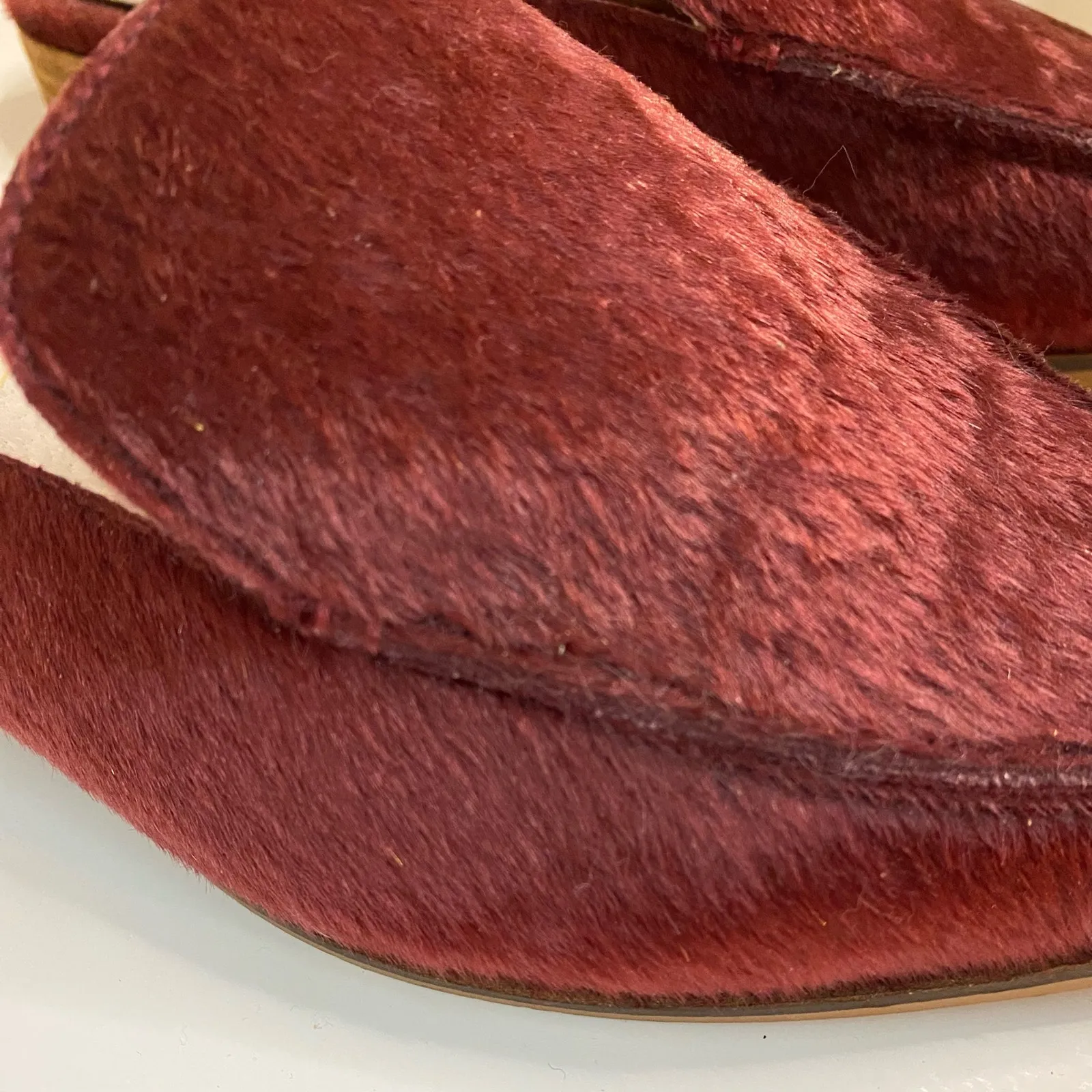 Mi.iM Lux Burgundy Red Calf Hair Mule Loafer Slipper Flats Womens 7.5 - Image 5