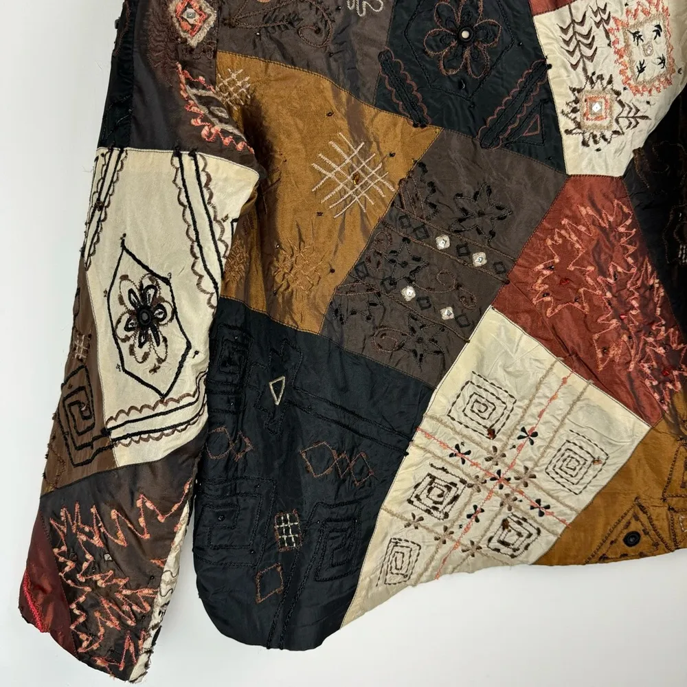 Vtg Y2K Laura Ashley Patchwork Jacket Sz Medium Mixed Media Art to Wear - Image 10