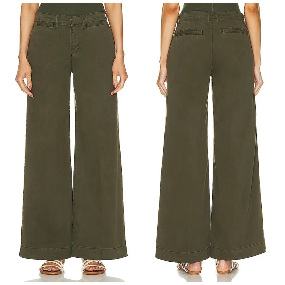 FRAME Wide Leg Tomboy Trouser Olive Green - Image 3