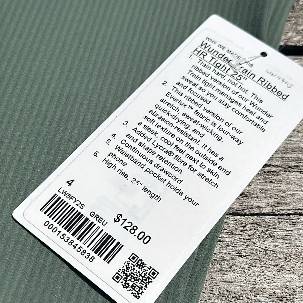 Lululemon Wunder Train Ribbed High Rise Tight 25” Size 4 NWOT palm court green - Image 4