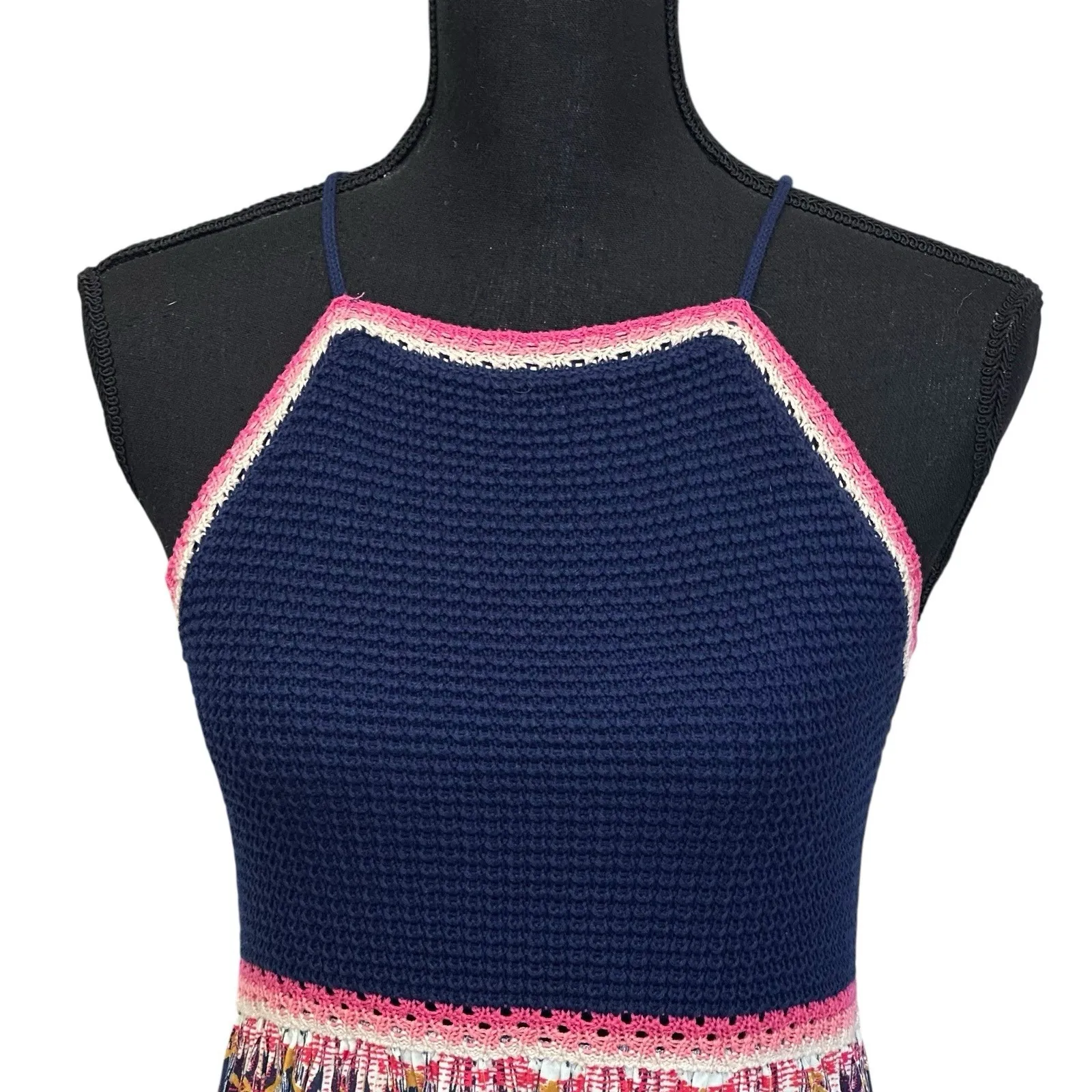 THML Crochet Top Maxi Dress Size Medium Sleeveless Summer Resort‎ Wear Festival - Image 2