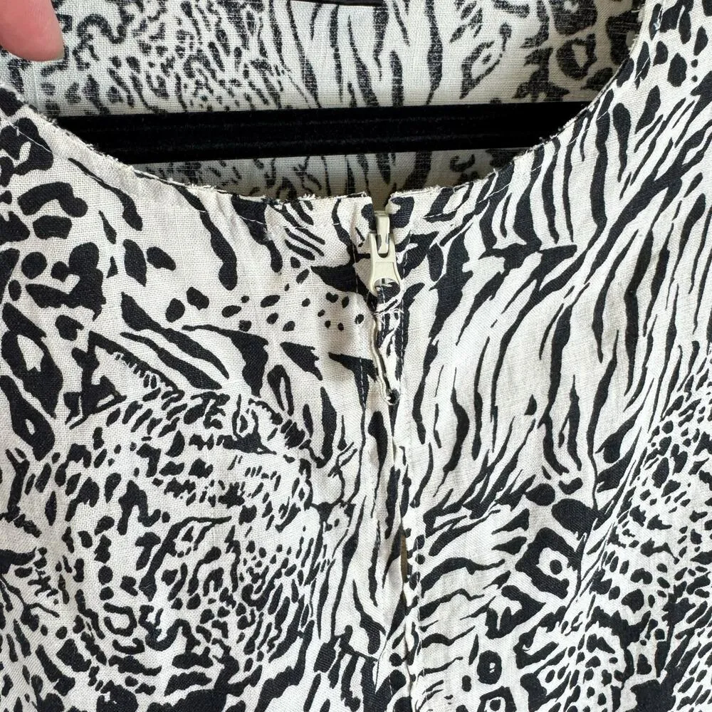 Anne Carson 100% Linen Leopard Print Full Zip Lightweight Jacket Size 1X - Image 4
