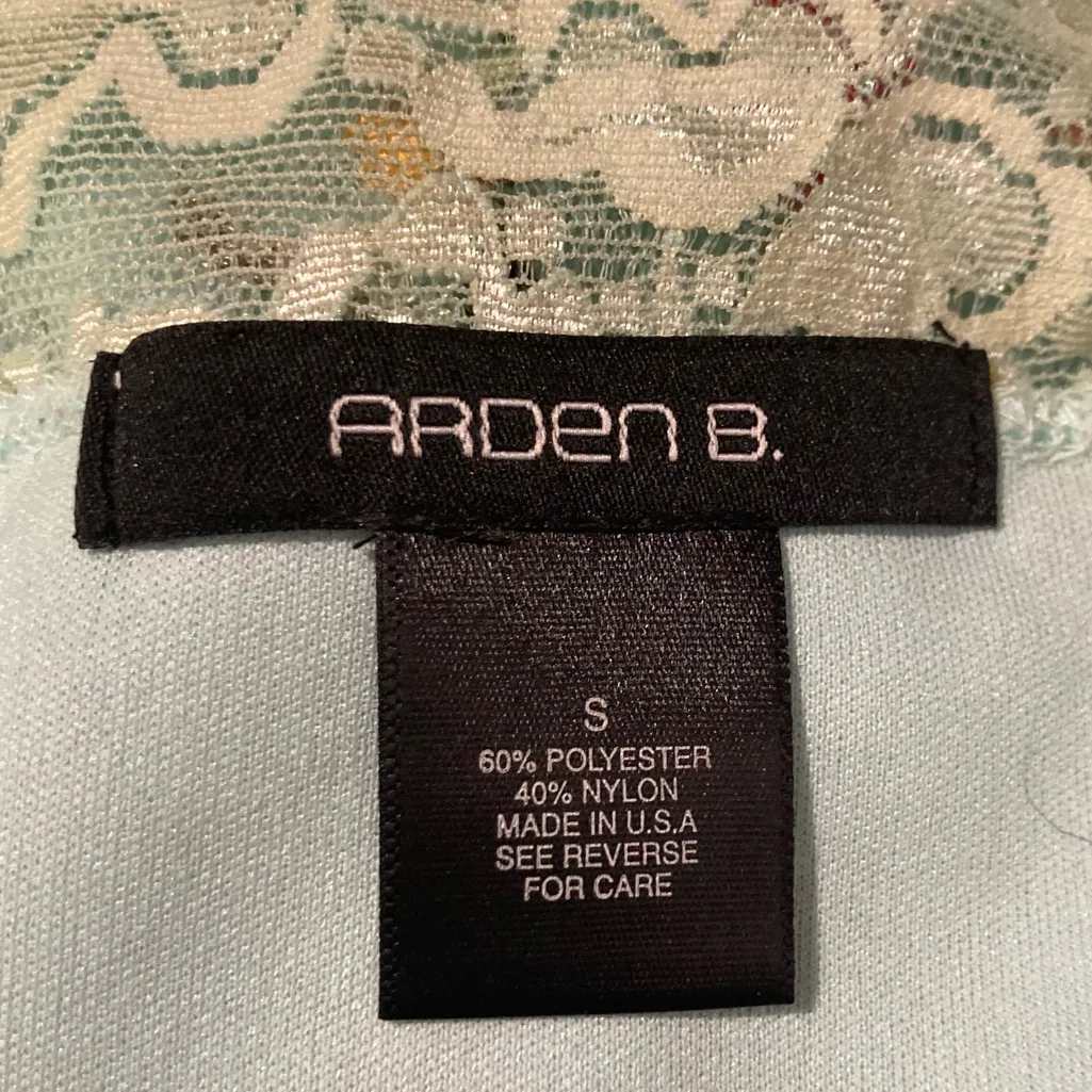 Vintage Y2K Arden B sea foam blue green floral embroidered mesh overlay cami. S - Image 6