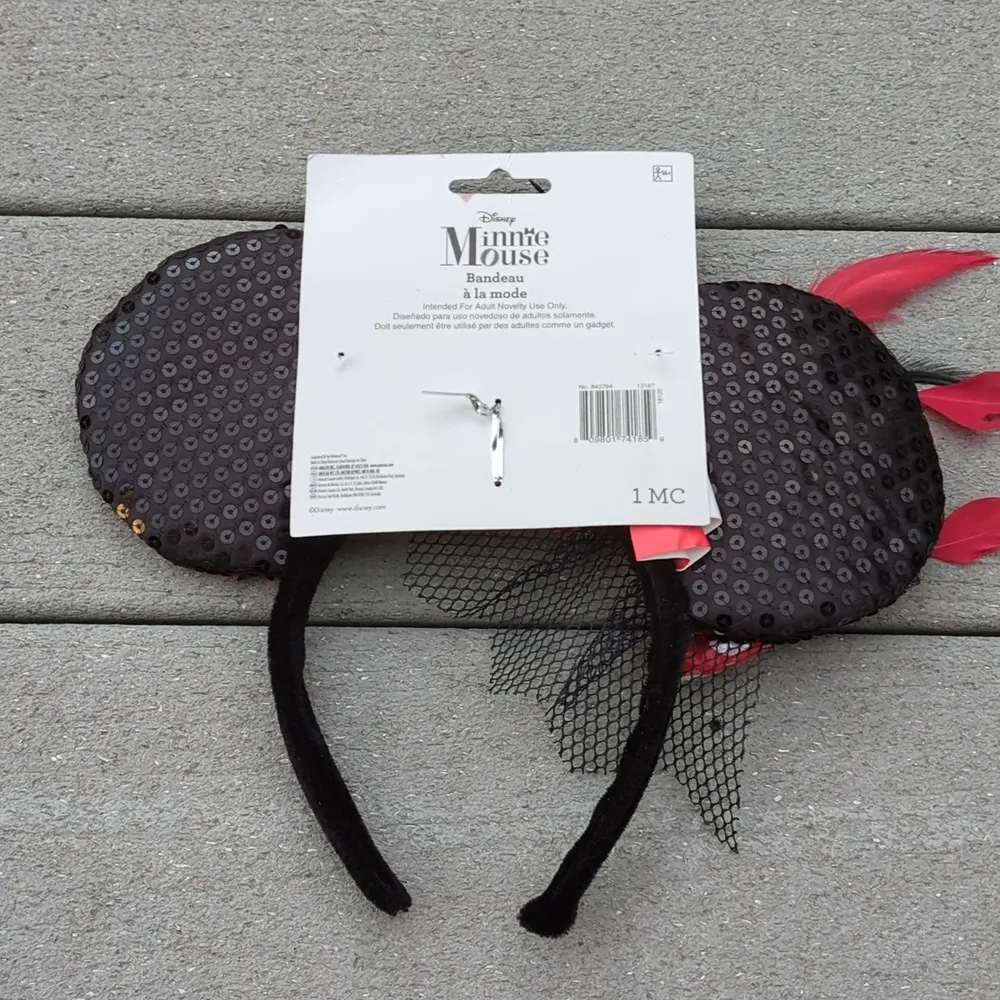 Disney NWT  Minnie Mouse Ears Sequin Headband with Feathers - Image 6