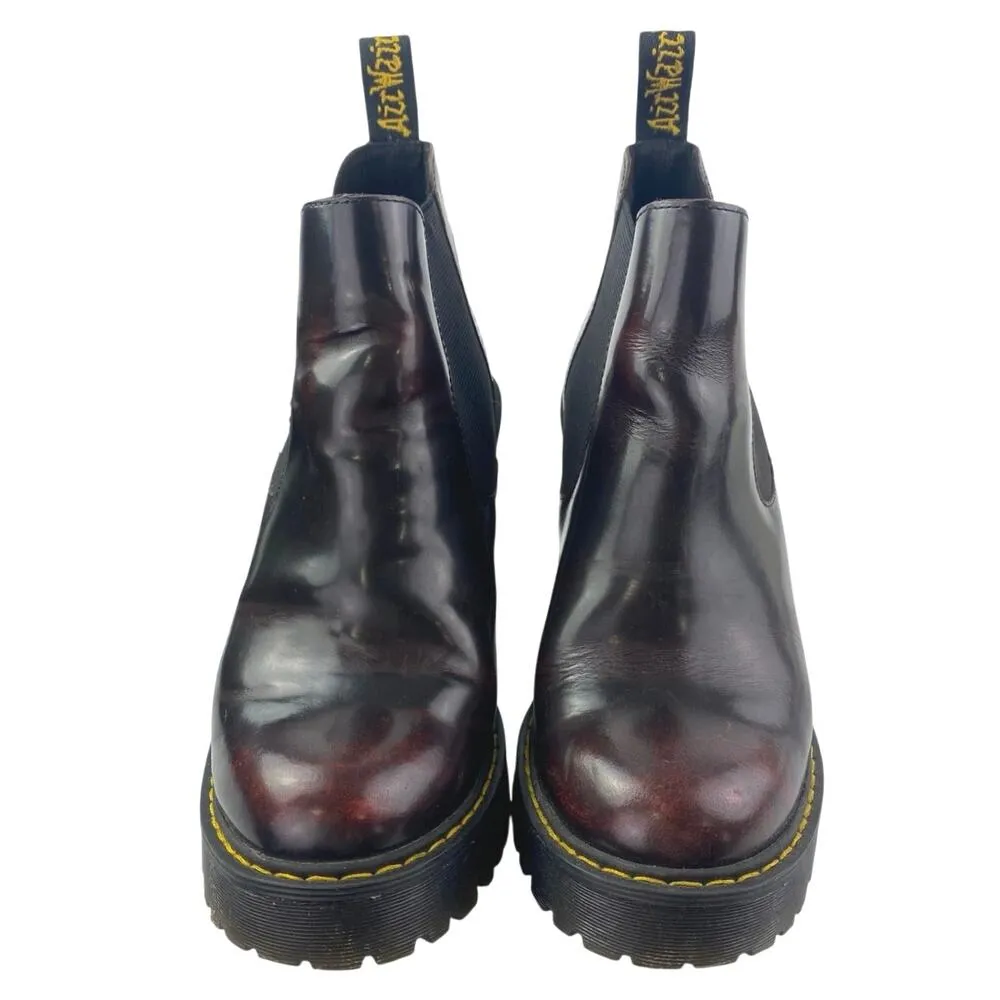 Dr. Martens Husrton Women's Black Red Leather Heeled Platform Chelsea Boots Sz 7 - Image 2