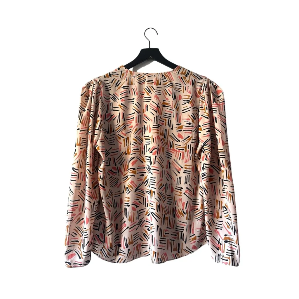 CAbi Abstract Print Wrap Blouse Medium Long Sleeve Work Top - Image 8