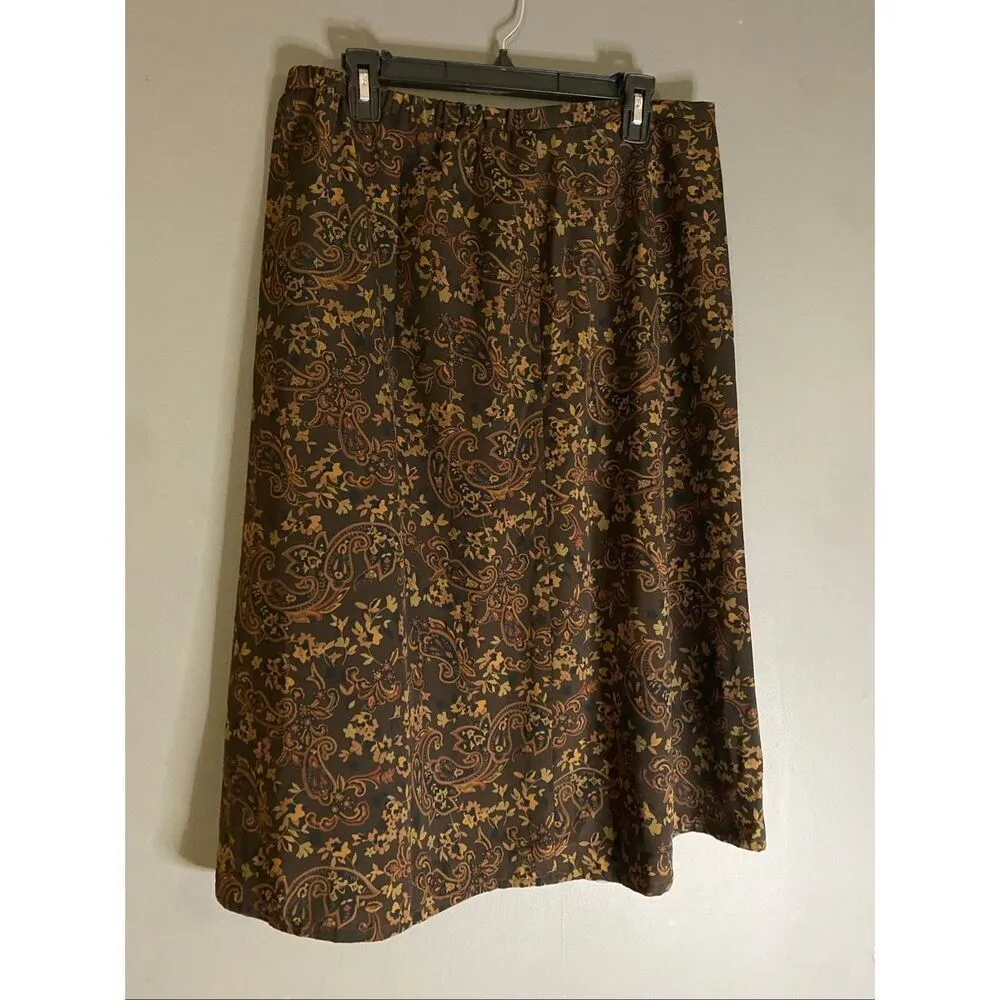 Laura Scott Vintage Paisley Print Thanksgiving A Line Straight Skirt Large - Image 2