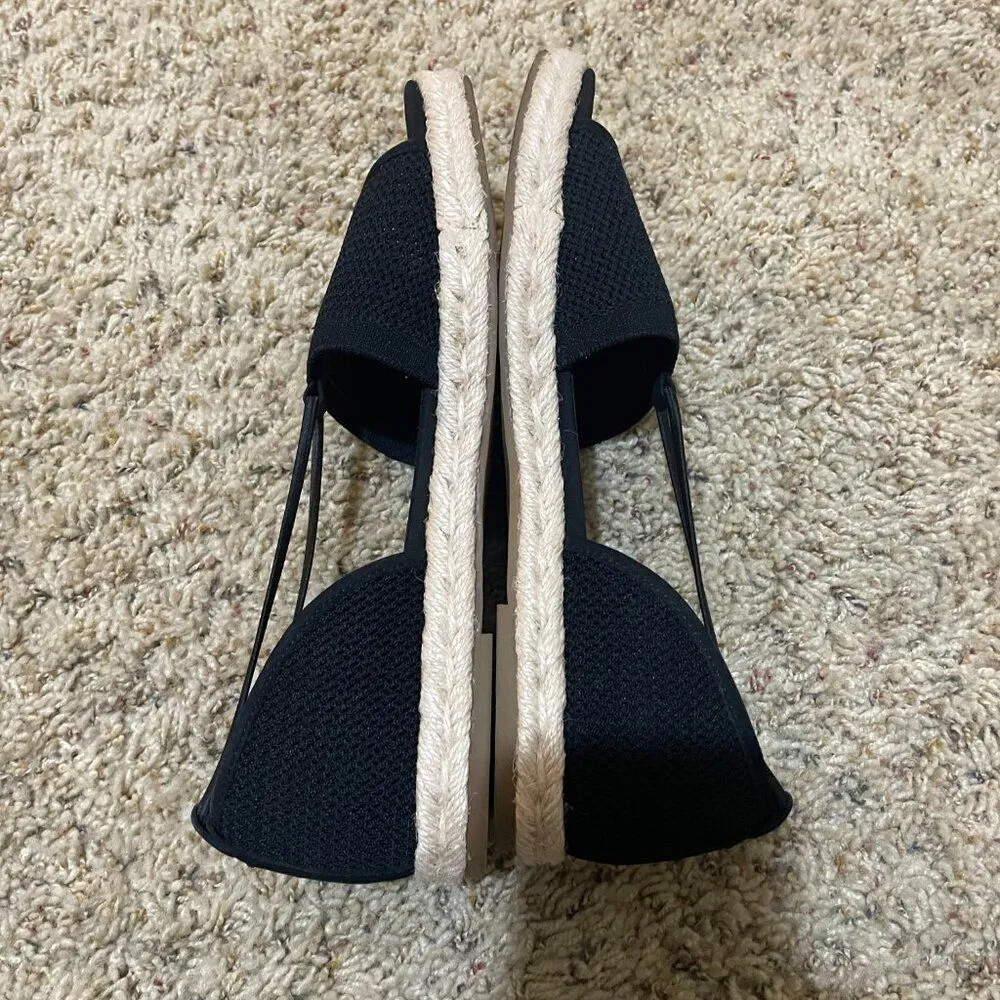 Eileen Fisher Size 9 Mews Slip On Espadrille Sandal Black Knit Open Toe - Image 7