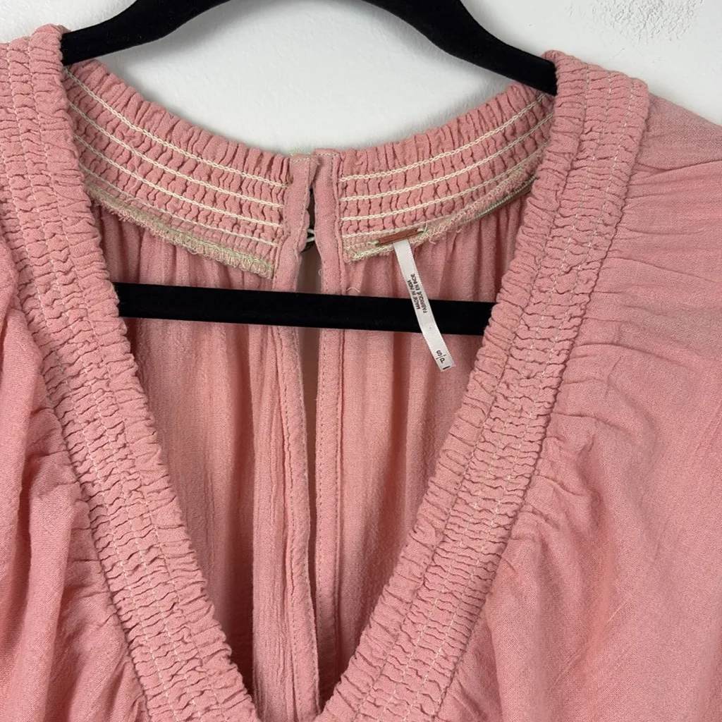 Free People For The Moment Mini Dress Women’s Small Pink Balloon Sleeves Ruched - Image 4