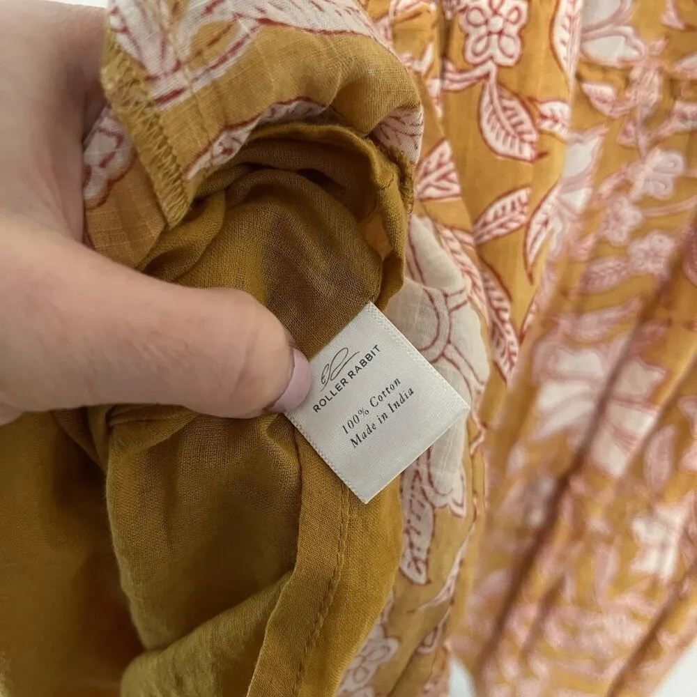 Roller Rabbit Tomlin Naoki Orange Tiered Floral Ruffle Sleeveless Midi Dress - Image 8