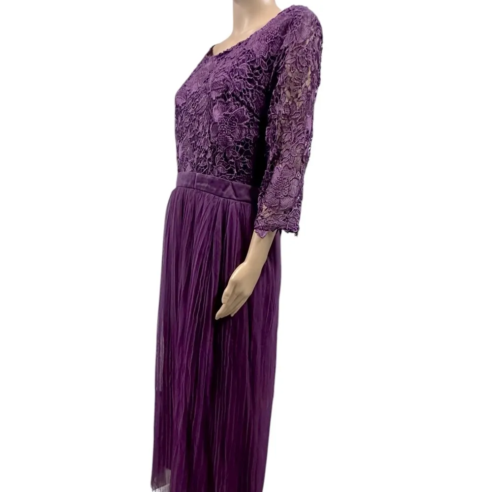 Ibtom Castle Purple Lace Tulle Half Sleeve Formal Mother of Bride Maxi Dress 2X - Image 5