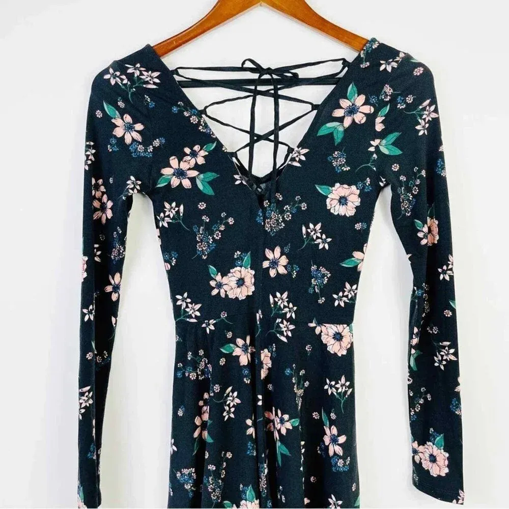 AEROPOSTALE Floral Long Sleeve‎ Skater Dress XS - Image 4