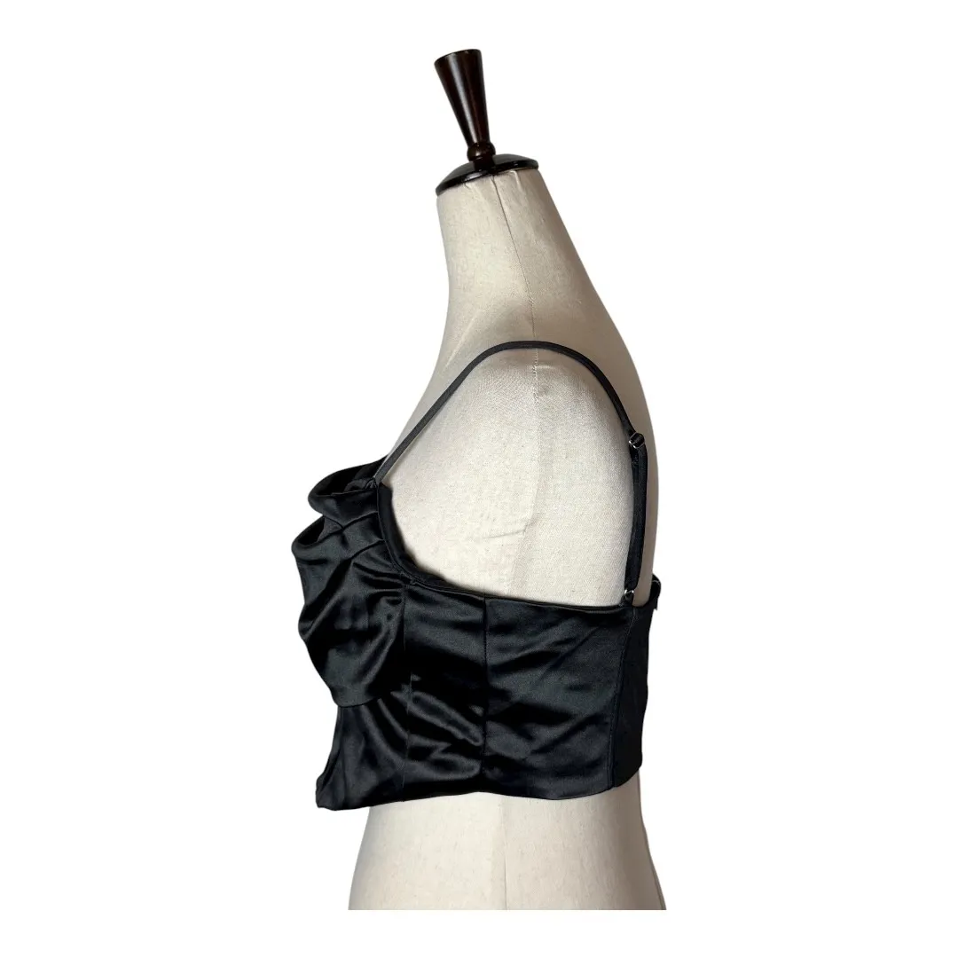 NBD Corset Women Medium Black Satin Cropped Top Sleeveless Party Whimsigoth Sexy - Image 5