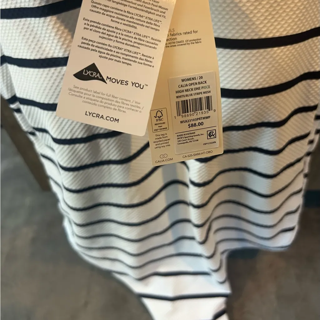 CALIA Women's Open Back High Neck One Piece Swimsuit Size 20 NWT White - Image 5