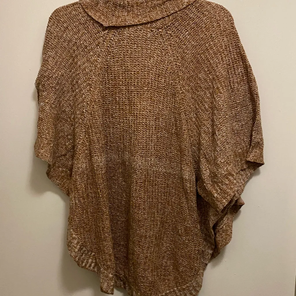 Jon & Anna Womens Cowl Neck Crochet Knit Poncho Style Sweater S  Brown & Beige - Image 7