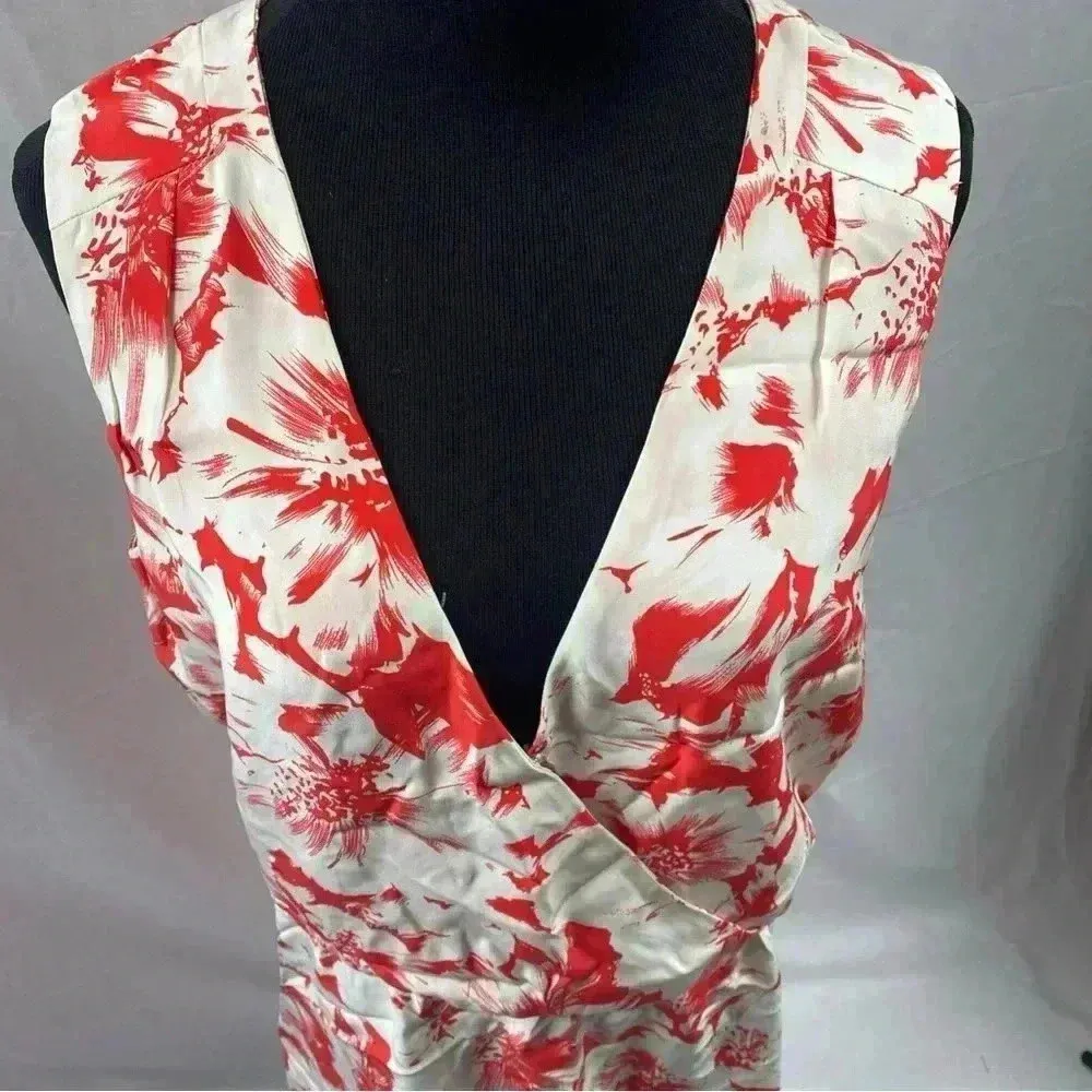 Parker Womens 100% Silk Dress Surplice Neck Open Back Floral Large Plunge Neck - Image 6