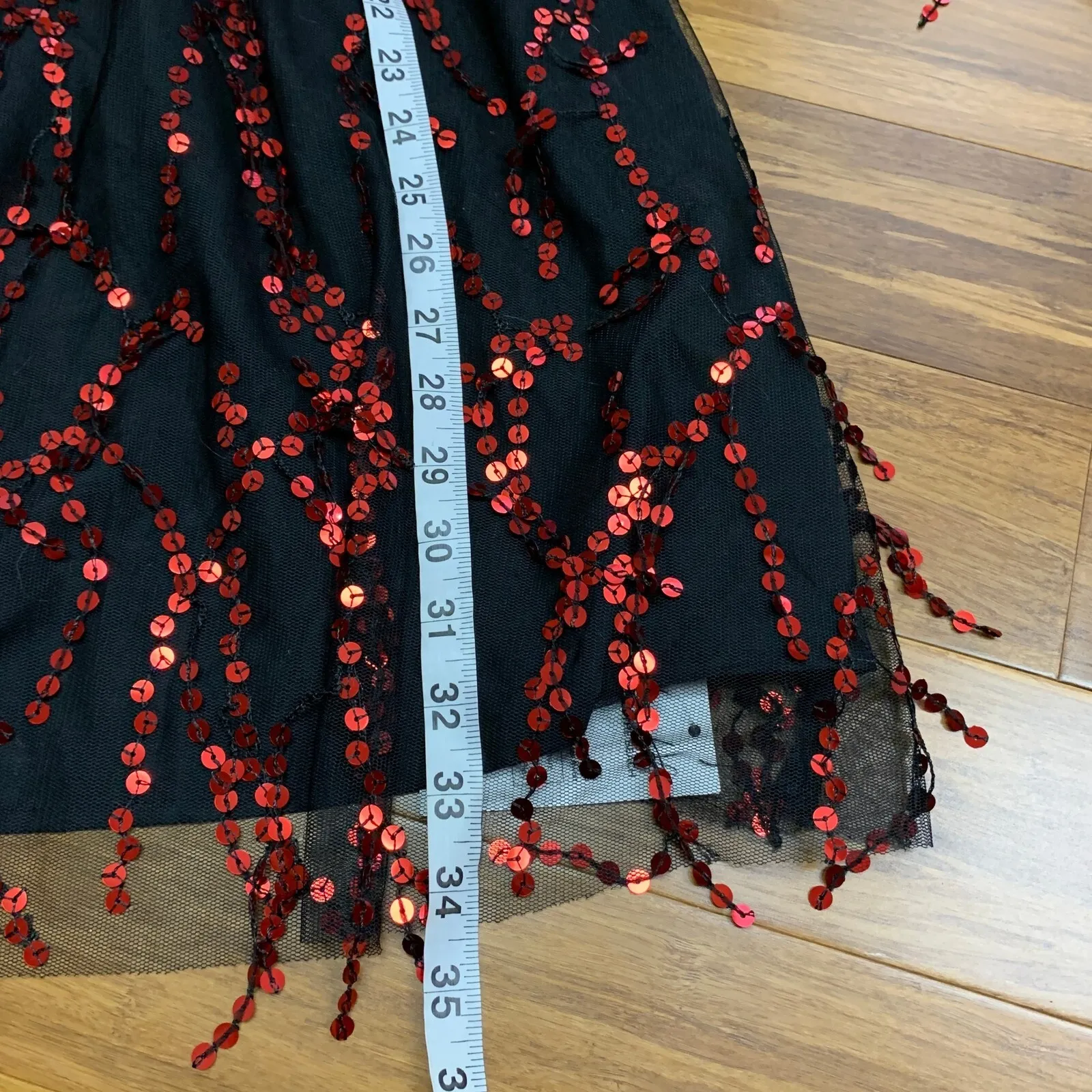 Cupshe Sequin Party Dress Women Size Large Black Red Long Sleeve Mini Mesh Tulle - Image 8