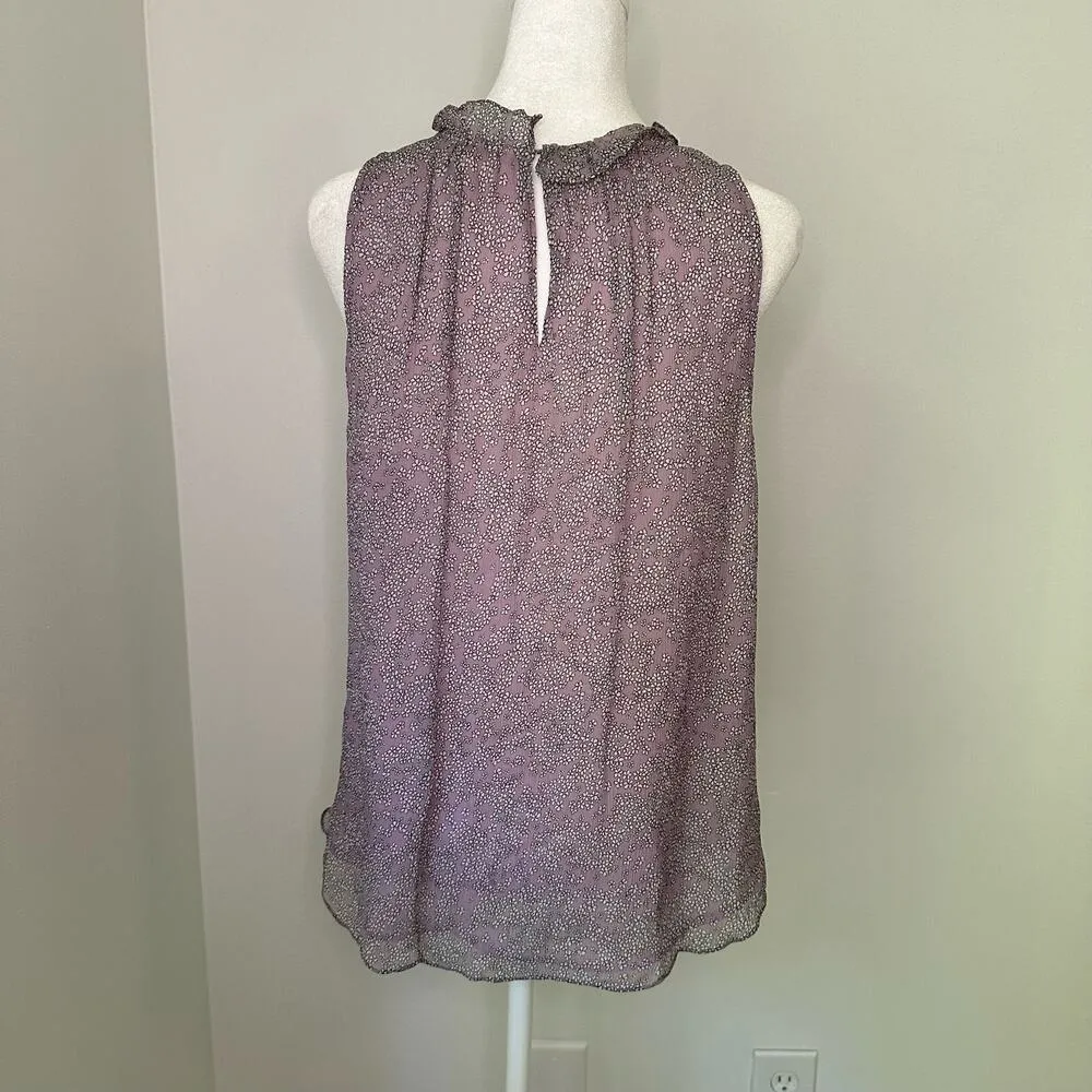 light purple floral silk sleeveless top size 4 - Image 5