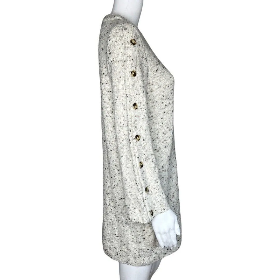 Madewell Dress Women XXS Ivory Speckled Donegal Button Sleeve Sweater Tunic Mini - Image 2