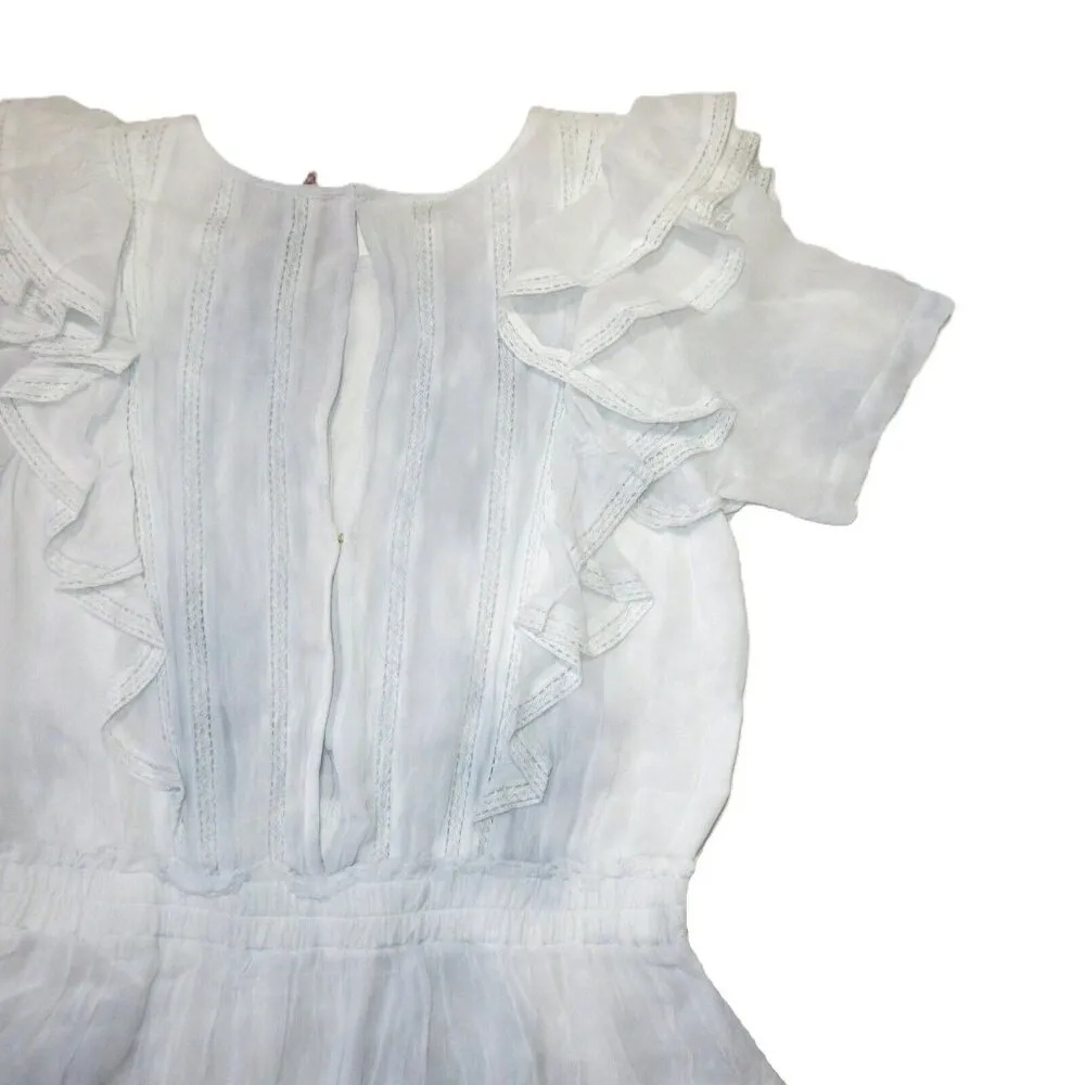 NWT LoveShackFancy Natasha Mini in Bedroom Blue Hand Dye Ruffle Viscose Dress L - Image 5