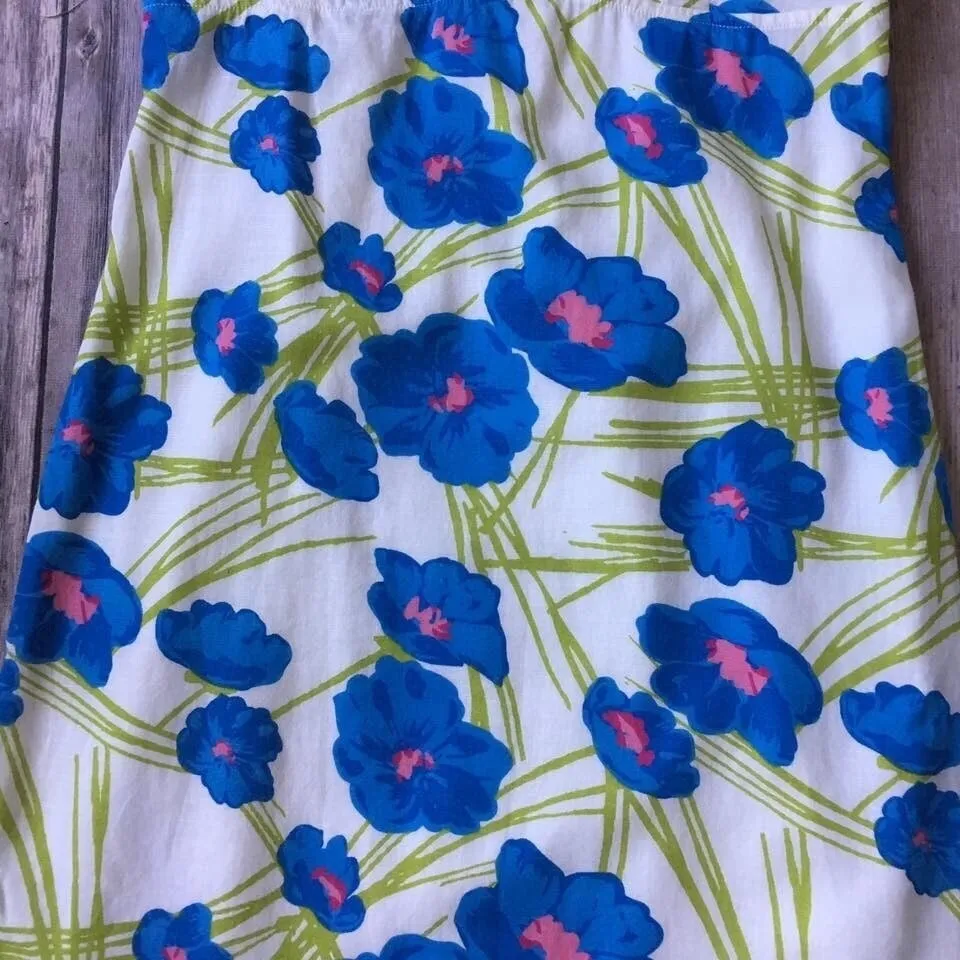 Vtg Floral Dress Women 6 S Merona Mod Retro Ruffled Sheath Coastal Preppy Poppy - Image 4