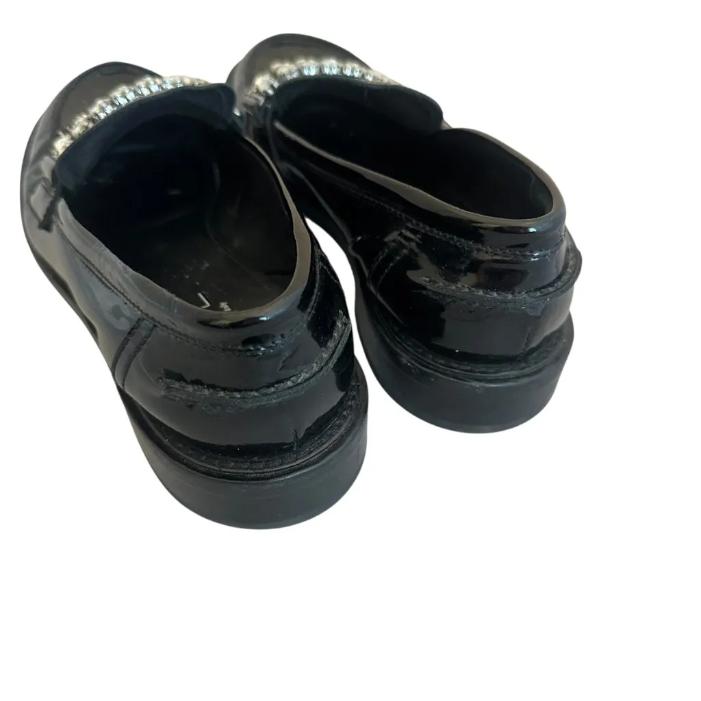 AGL Patent Leather Loafers Lola Mixed Crystal Shoes Flats Size 39.5 9 Women's Black - Image 4