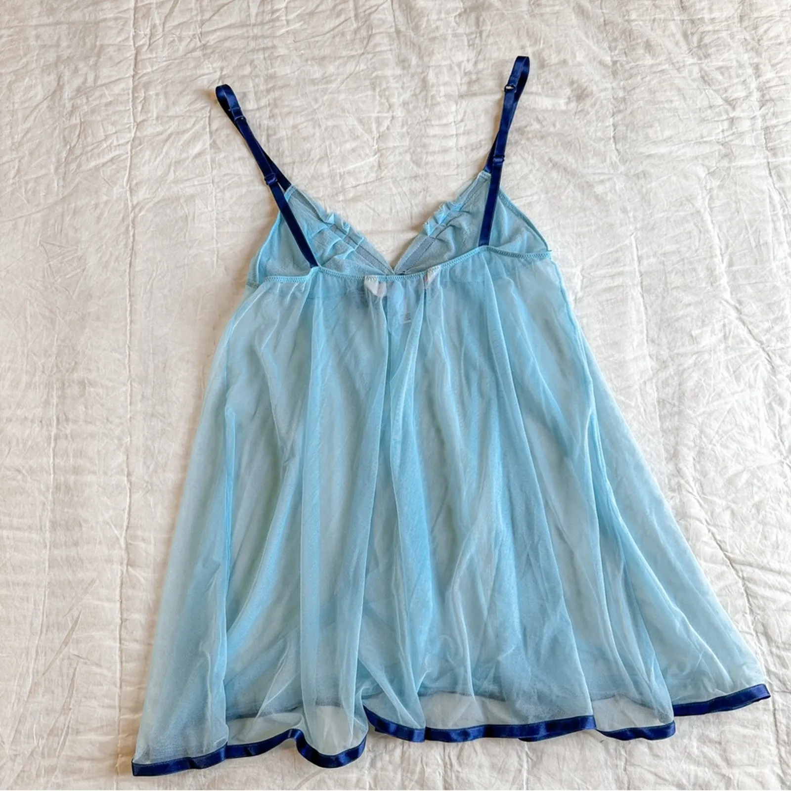 Victoria’s Secret Angels Sheer Blue Slip Dress Medium Vintage Y2K - Image 5