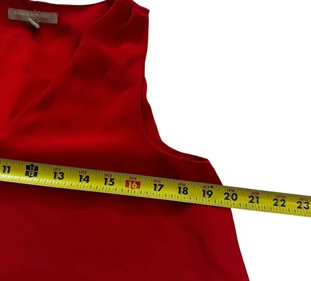 Banana Republic Red V-neck Blouse Women Top Petite Size Medium | 26-6 - Image 6