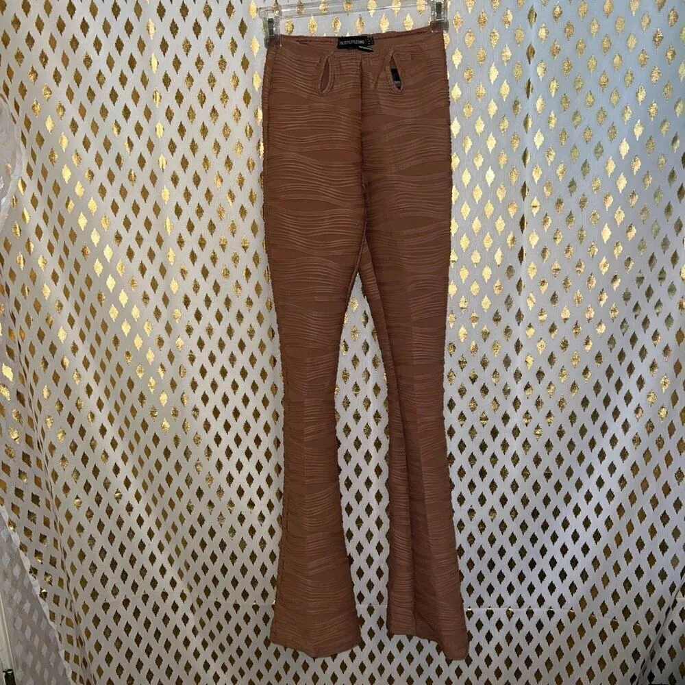 Snakeskin flared leggings nude tan cut out flared bootcut pants size S - Image 8